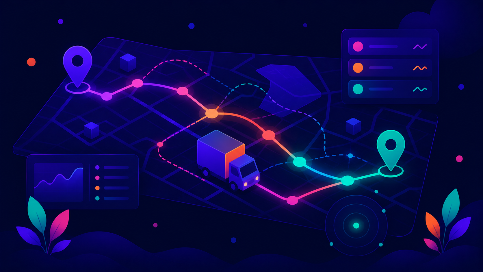 AI logistics route optimization visualization