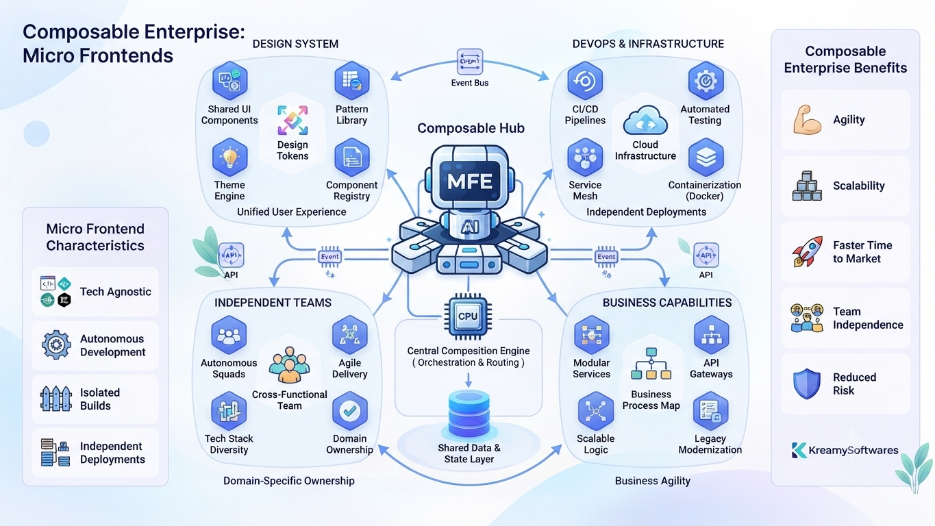 Abstract diagram representing micro-frontend architecture
