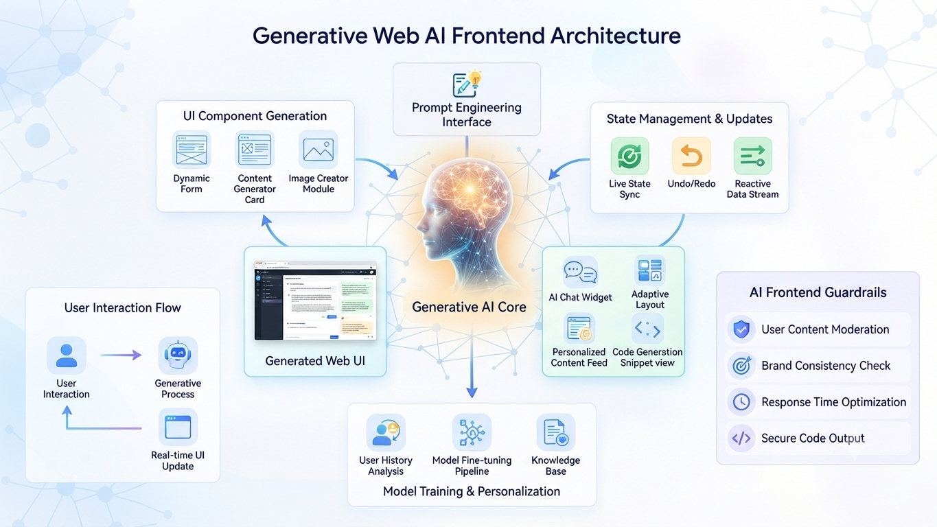 Abstract representation of generative AI shaping user interfaces